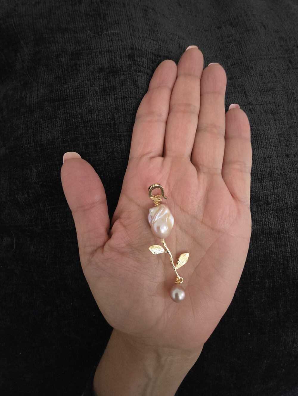 Baroque Rose Pearl Drop Pendant Pink/purple And Gold Tone